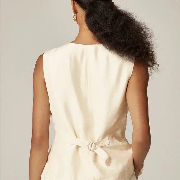 J Crew Essential Cutaway Vest top in textured satin - Picture 2 of 8